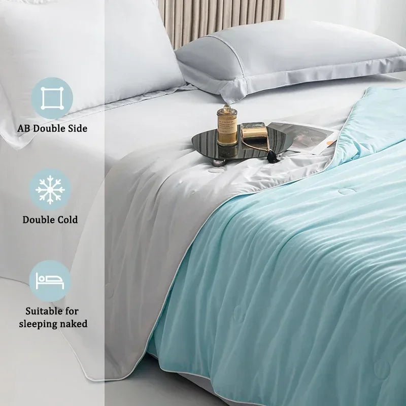 High Quality Cooling Blankets Smooth Air Condition Comforter Lightweight Summer Quilt with Double Side Cold & Cooling Fabric