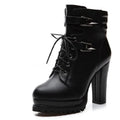Women's Fashion Super High Heels Ankle Boots Autumn Winter Platform Booties Woman Buckle Decor PU Leather Short Botas Mujer
