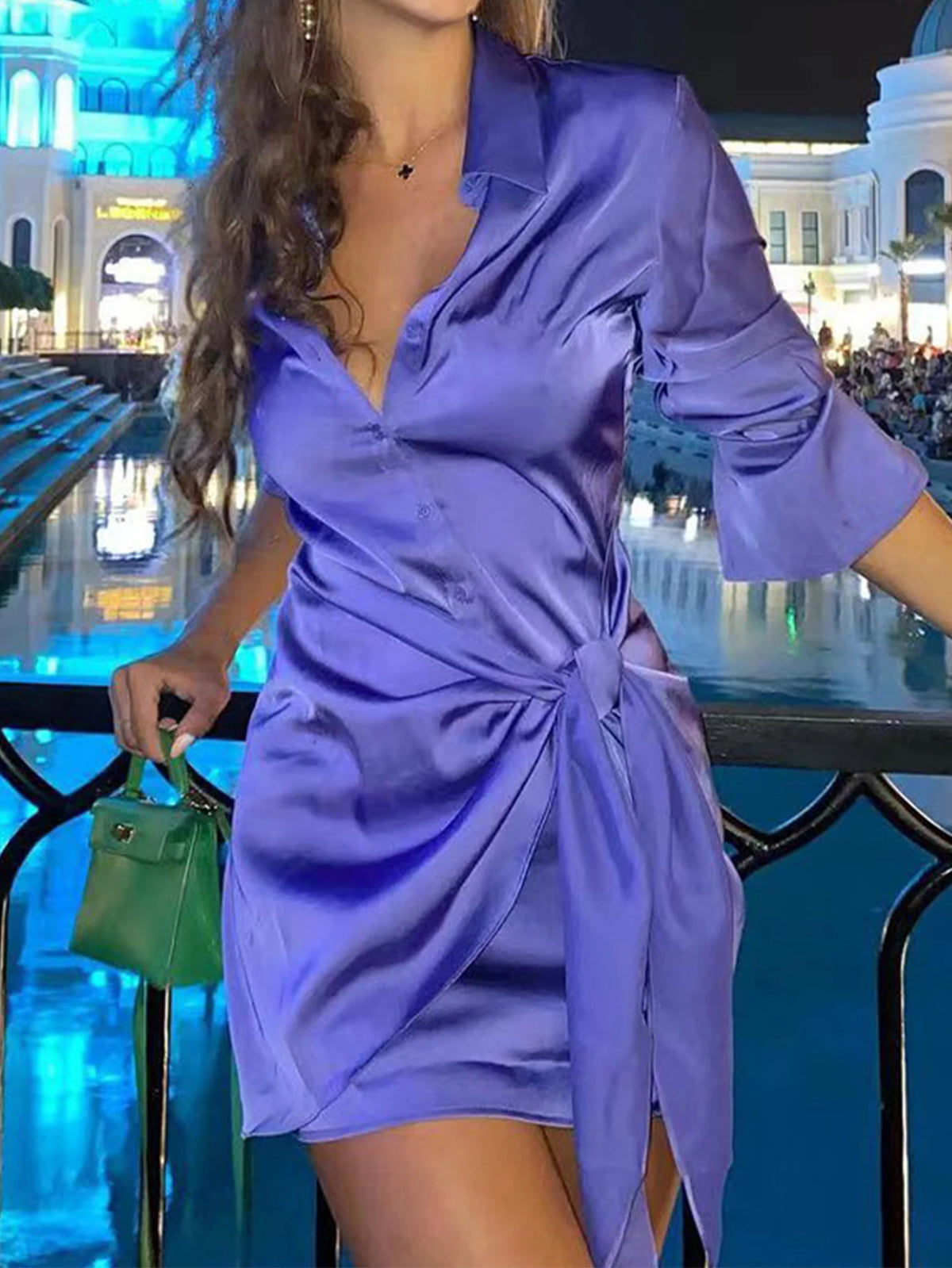 Sexy summer women's casual dresses black mini satin shirt dress woman elegant long sleeve birthday party evening dresses vestido