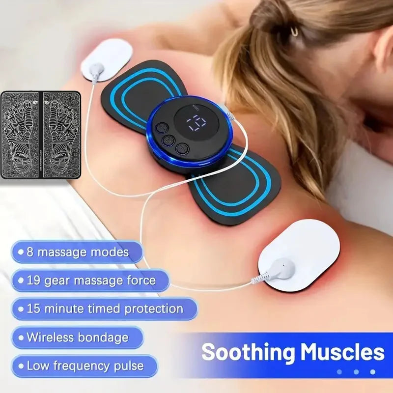 EMS Neck Massager Electric Muscle Stimulator Cervical Sticker Massage Patch Low Frequency Pulse Pads Body Pain Relief Masajeador