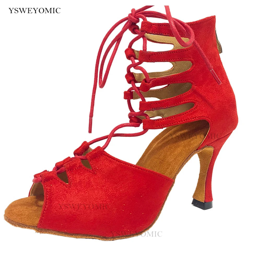 Zapatos de baile latino Super Soft Customized Heel and Colors Sexy Red Latin Salsa Dance Shoes For Women And Girls