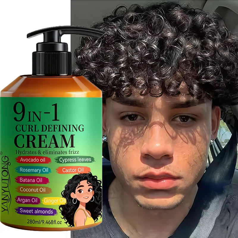 280ml Curly Hair Styling Cream, Moisturizing and Smoothing Formula, Enhances the Elasticity and Shine of Curly Hair, Easy to Set