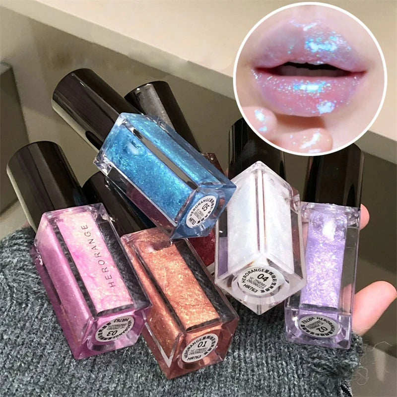 Star Shine Glitter Lip Gloss Water Light Mirror Shimmer Lip Tint Lasting Moisturizing Non Sticky Glossy Liquid Lipstick Makeup