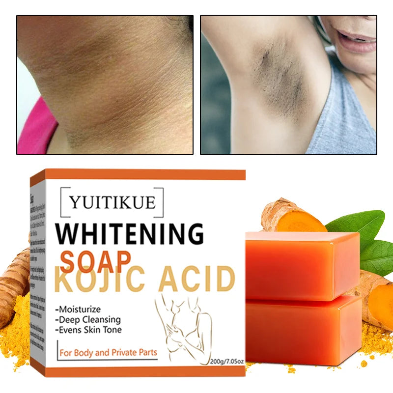 200g Kojic Acid Soap Whitening Soap Deep Cleansing Moisturizing Evens Skin Tone Face Body Intimate Areas Cleansing Bar Soap