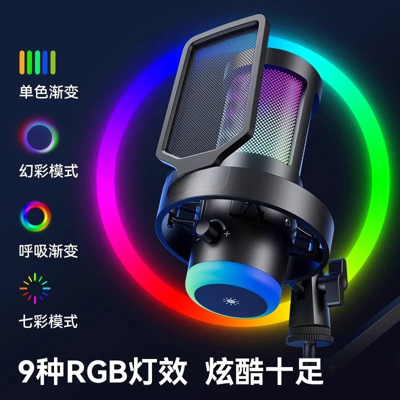 Desktop microphone PC Desktop live streaming host Professional recording live broadcast equipment Noise reduction Gaming
