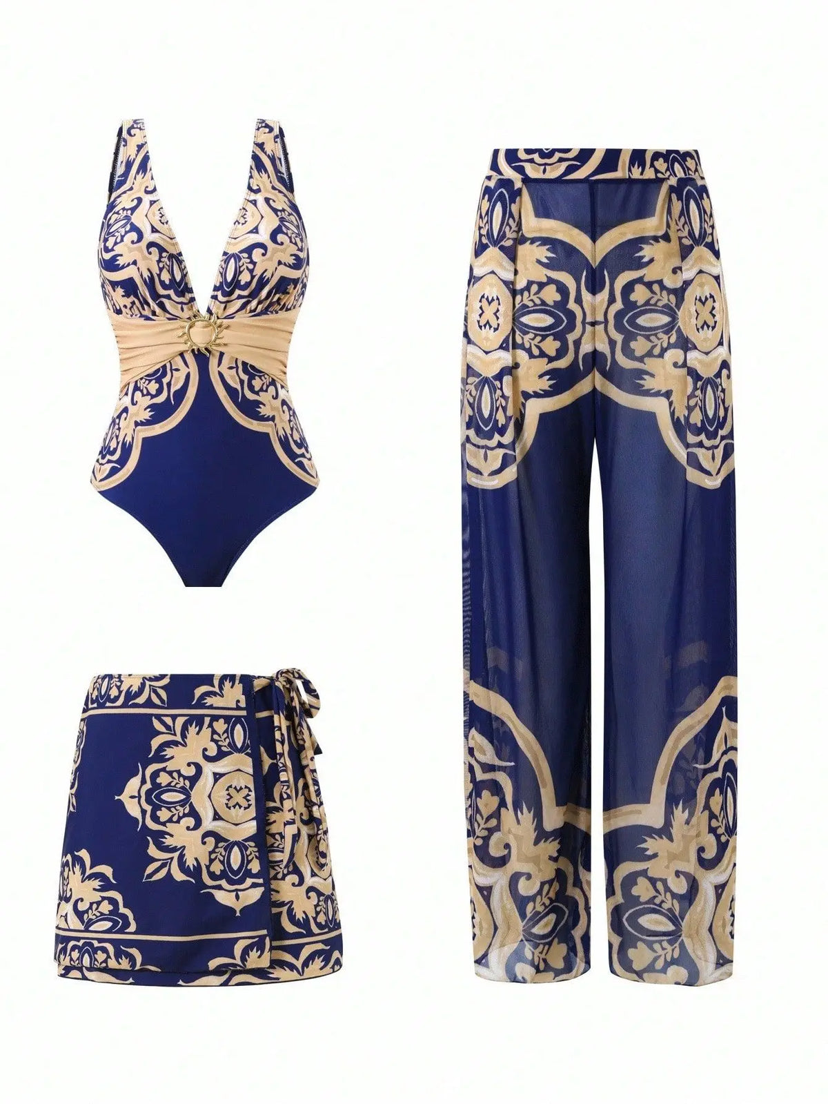Bathing Suit Women Fashion Trend Sexy Swimwear Three-piece Jumpsuit Pants Set European And American Swimsuits