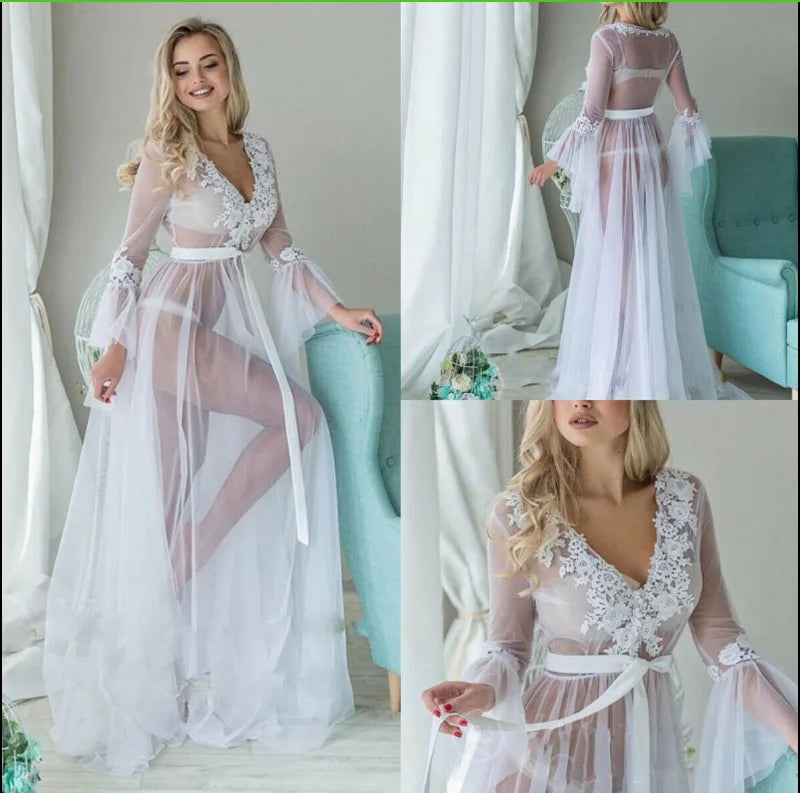 Hawaiian Beach & Ocean Getaway Mesh Translucent Long Dress for Women in Summer