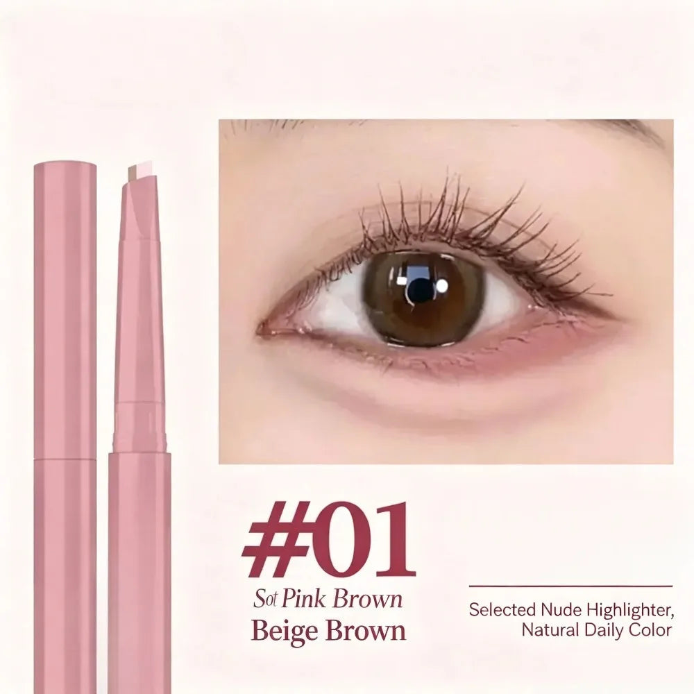 Korean 2 in 1 Ended Lying Silkworm Pen,Bionic Shading Highlighting,Instant Big Eye Effect,Smooth&Smudgeproof&Waterproof,Flat Tip