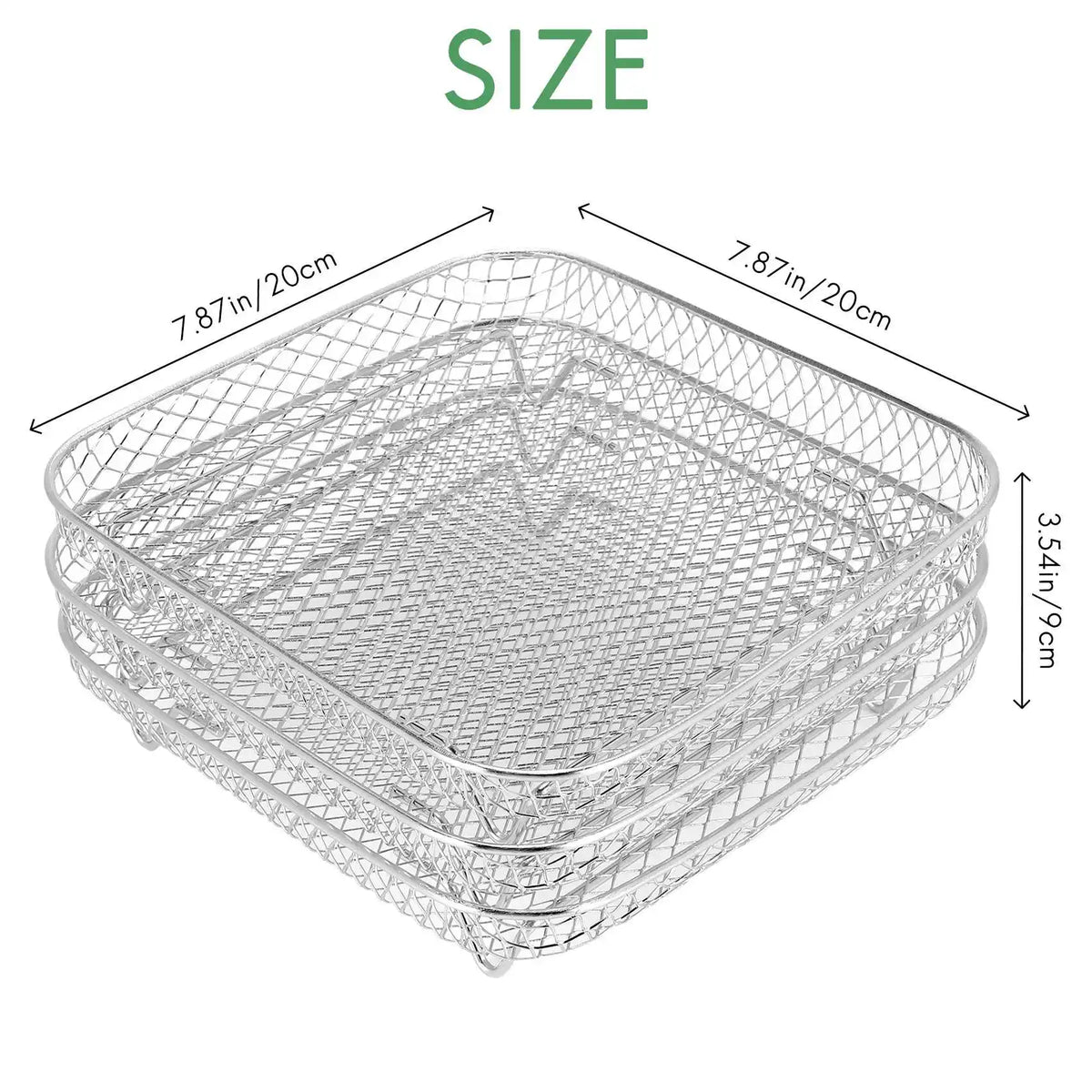 -A89Z 8 Inch Air Fryer Rack For Instant Vortex Air Fryer,For ,For COSORI Air Fryer,Square Three Stackable Dehydrator Rack