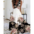 Women Dresses 2026 summer new V-neck high-waisted sleeveless floral printed sexy vest long dress women's clothing vestidoes