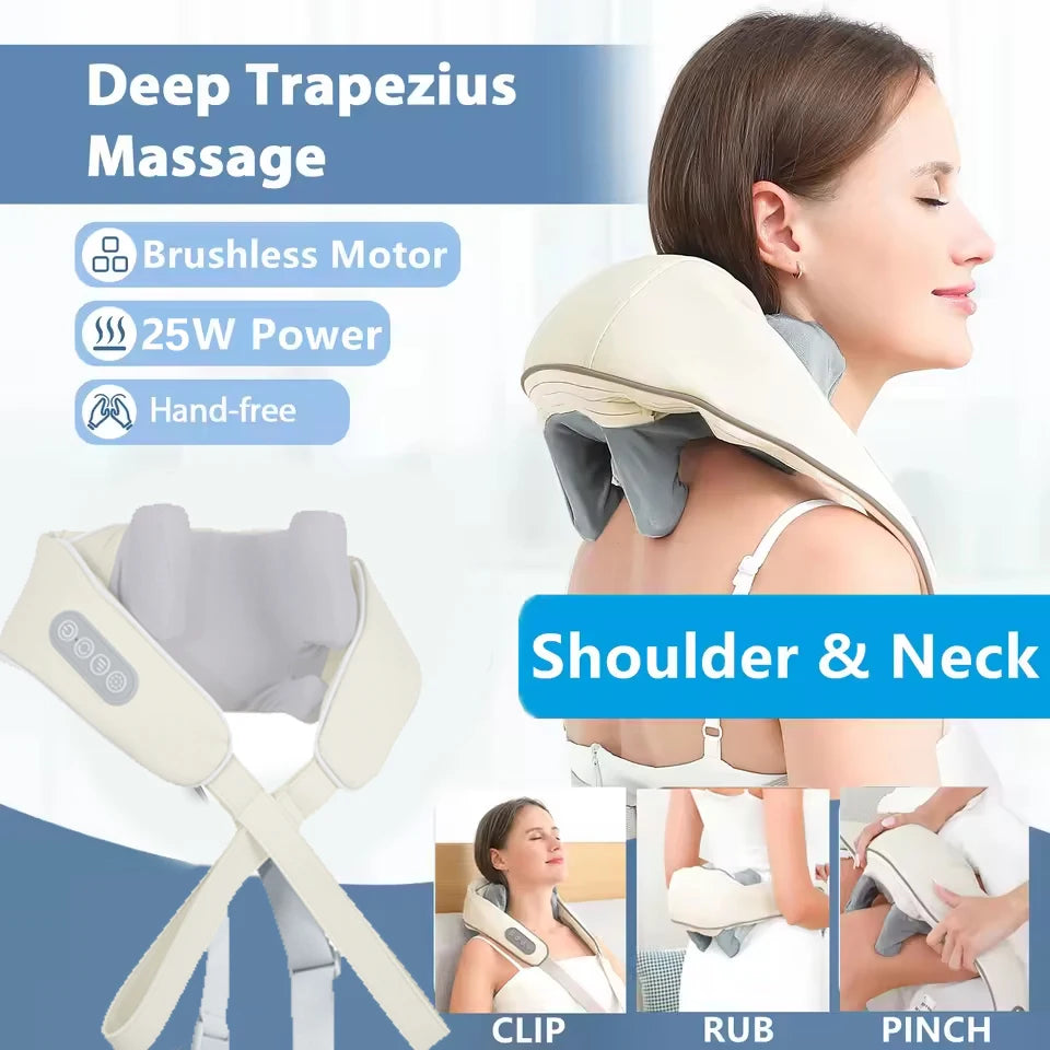 2026 New Wireless Trapezius Massager Neck And Shoulder Kneading Massager Neck And Back Massager Shawl Neck Cervical Masajeador