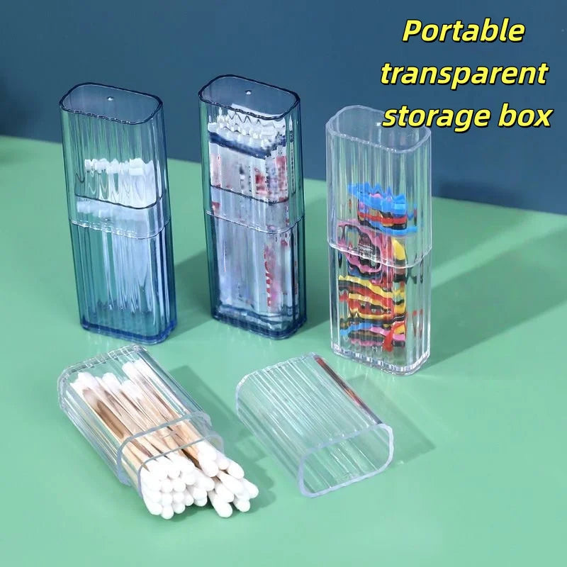 3Pcs Clear Makeup Bag Set, Transparent Cosmetic Bag with 2 Qtip Holders, Waterproof Portable Travel Toiletry Bag for Women