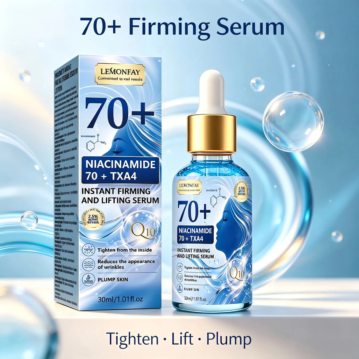 Anti Wrinkle Plumping Face Serum Niacinamide Coenzyme Q10 Retinol Deep Hydration Tightening Facial Skin Care Liquid