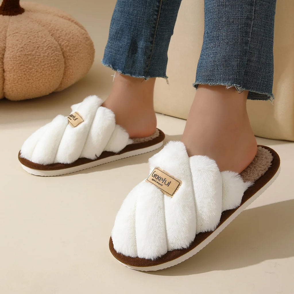 Winter Warm Plush Women Slippers Non Slip Soft Shoes Comfort Flat Heel Indoor Bedroom Couple's Slippers for Home Shoes