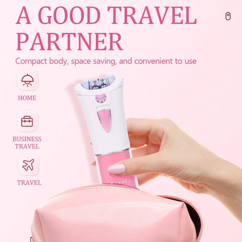 Kemei KM-1999 Depilatory Electric Female Epilator Women Dry Battery Hair Removal for Facial Body Armpit Underarm Leg Depilation