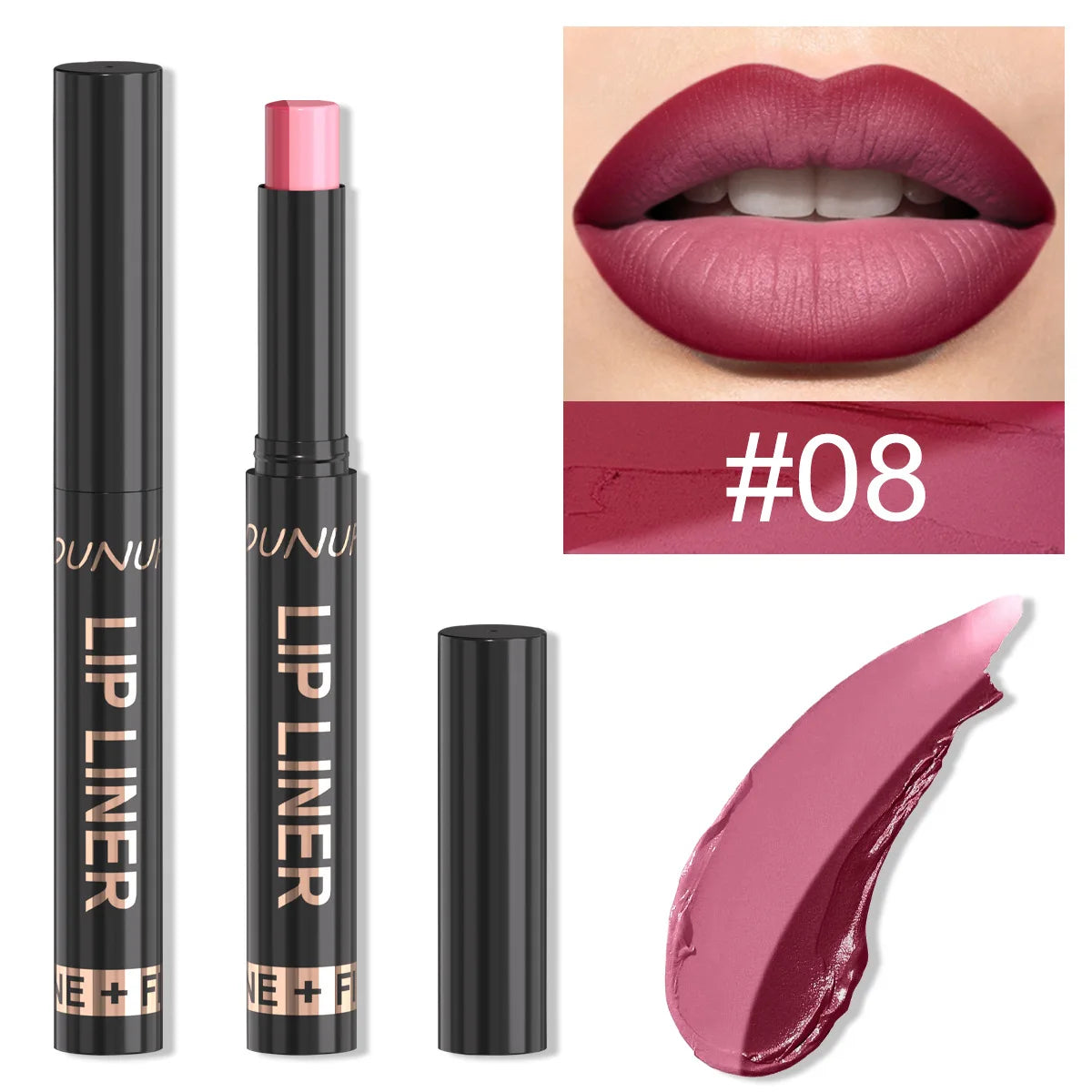 9 Colors 2-in-1 Lip Liner Lipstick, Dual-Ended Matte Lip Pencil, Easy Application Non-Stick Cup Longwear Lip Contour Crayon
