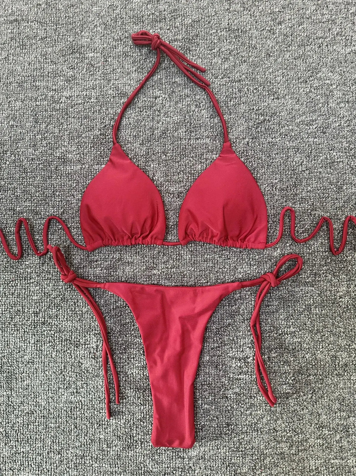 Toucheart Sexy Swimsuit Strappy High Waist Bikini Women Backless Intimate Elegant Solid Color Three Point Sexy Swimsuit Bikini