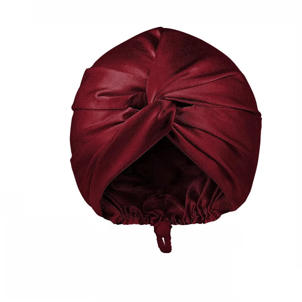 Satin Silk Bonnet for Sleeping Double Layer Turban Sleep Cap for Women Adjustable Hair Wrap for Curly Straight Hair