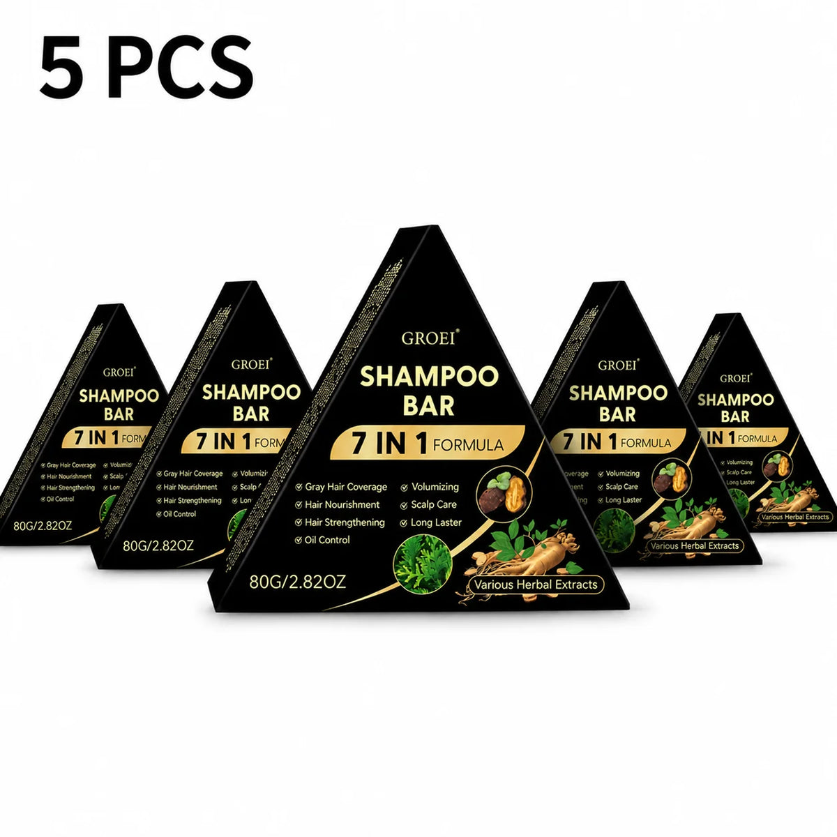 80g Black Herbal Shampoo Bar 7 In 1 Natural Plant Extract Oil Control Nourish Scalp Hair Solid Shampoo Care