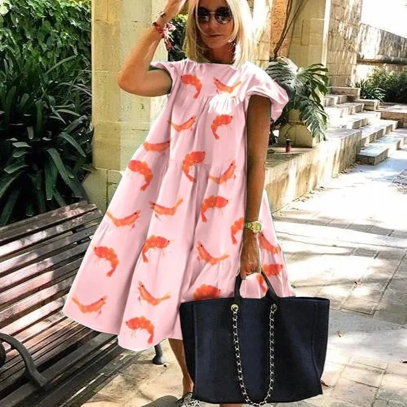 New Women's Summer Ruff Sundress Elegant Casual Party Beach Vintage Swing Midi Dress 2023 Solid Bohemian Oversized Vestidos Robe