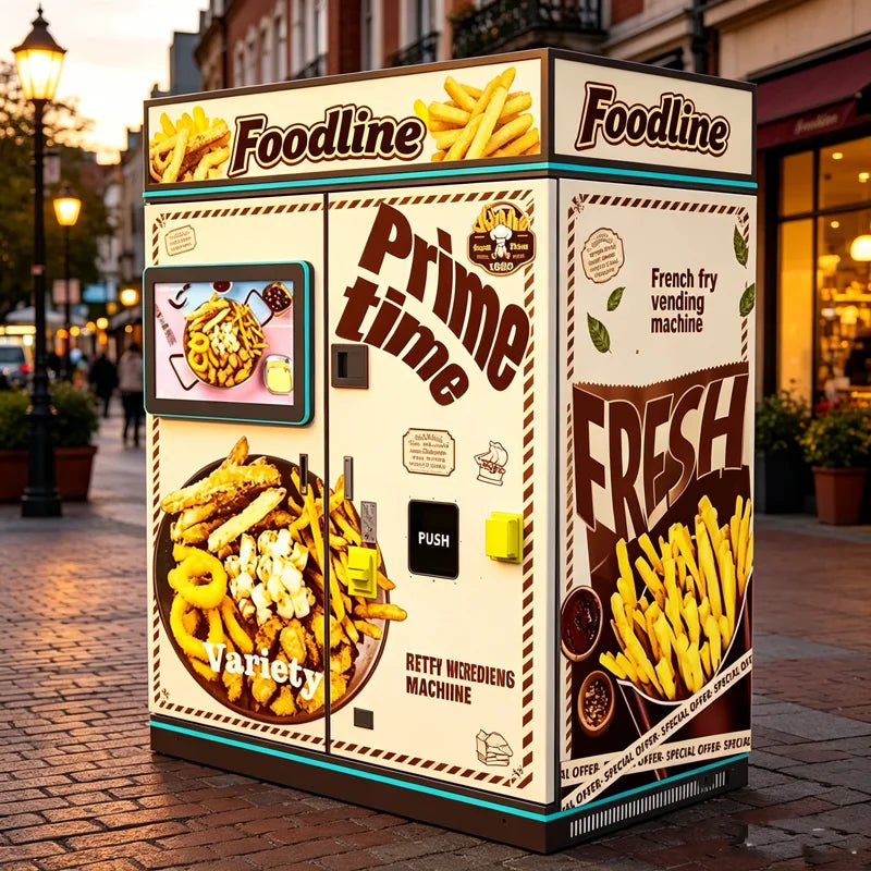 Hot Food air Fryer Vending Machine Automatic Fried French Fries Vending Machine for Sale Selling 2 Types of Food Customized