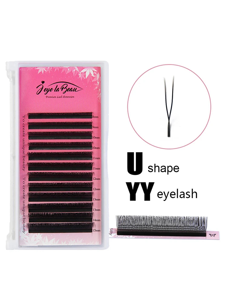 U-Shape YY Lash U YY Extensión De Pestañas 3D Cluster Eyelash Bundles UY Premade Volume Fans YY Ciilios False Eyelash DIY Logo
