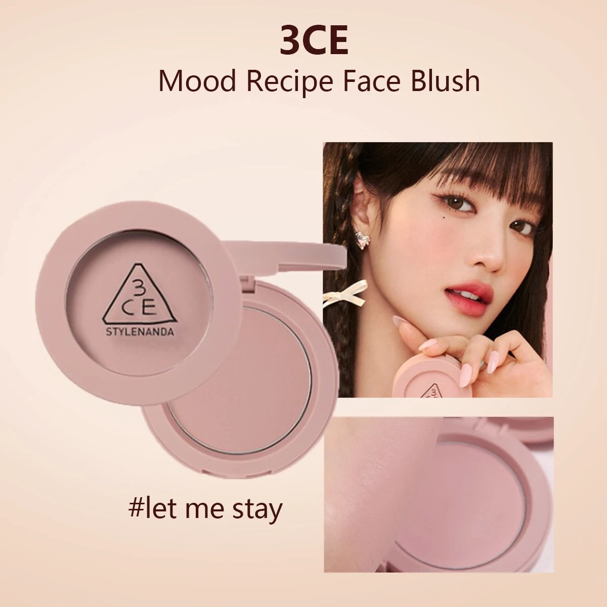 3CE Mood Recipe Face Blush,Silky Powder,Natural Color Payoff,Long-Lasting Wear,Complete Makeup,Korean Cosmetic,Korean Makeup