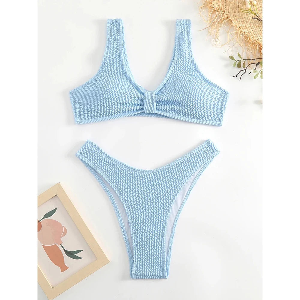 Sexy Plain Bikini Women's Swimsuit Brazilian Female Swimwear 2026 Push Up Bathing Suit Thong Bikinis Sets Two-piece Beach Wear