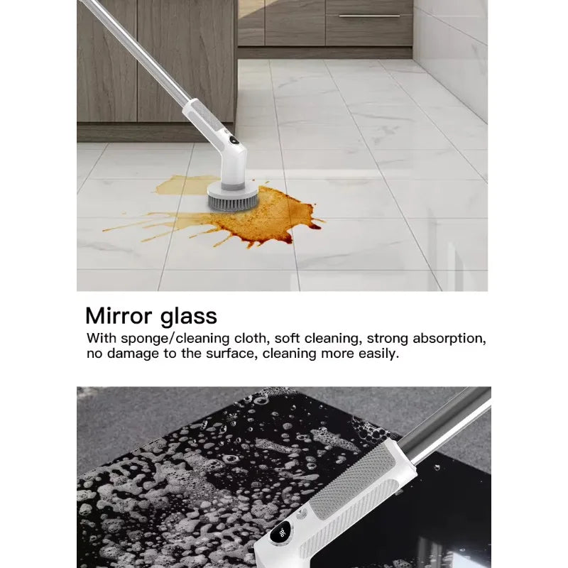 Cepillo Eléctrico De Limpieza Hogar IPX6 Impermeable Cepillo Limpieza Eléctrico Ligero Con 4 Cabezales Electric Tile Cleaner