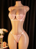 Lenceria Babydoll Sexy Bra And Panty Set With Steel Ring Lingerie Intimates Pink Delicate Push-Up Bras Women's Underwear Sets