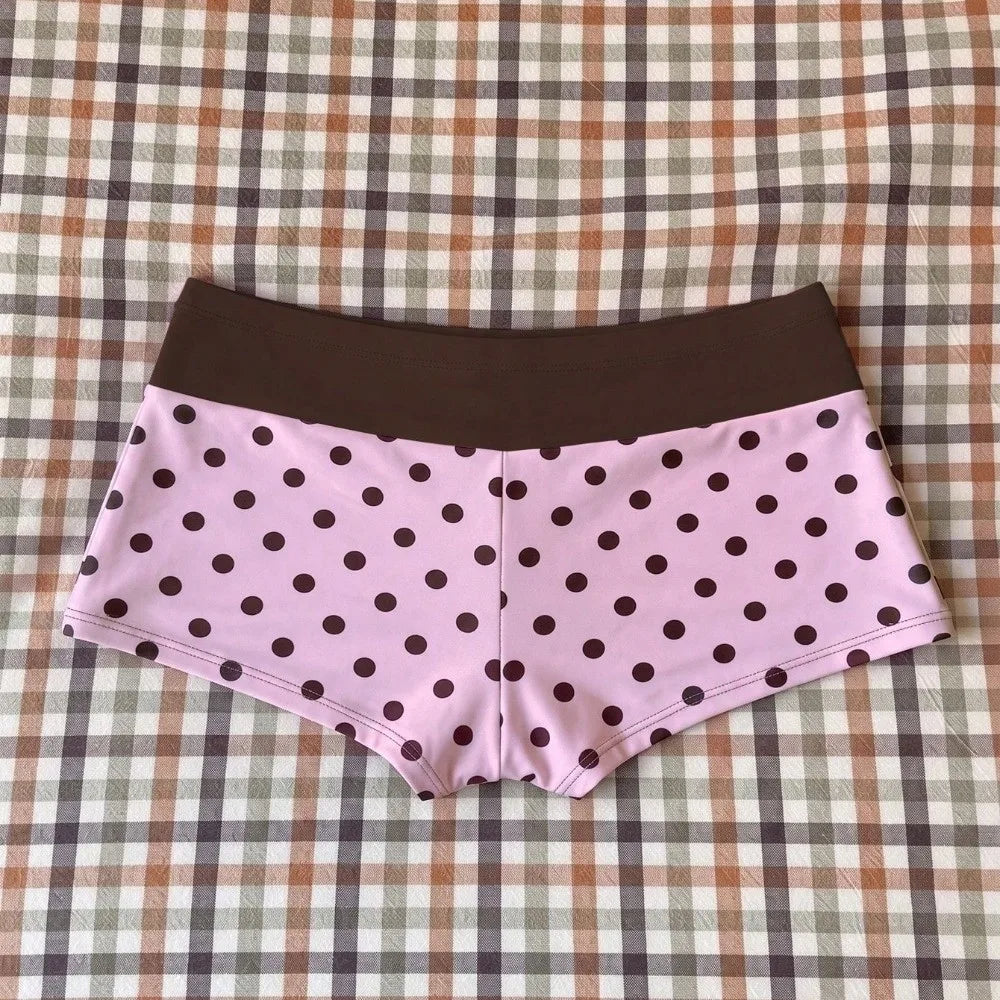Bathing Suits Polka Dot Halter Bikini Set Low Waist Deep V Summer Beachwear Patchwork Lace-up Women Swimsuits Summer