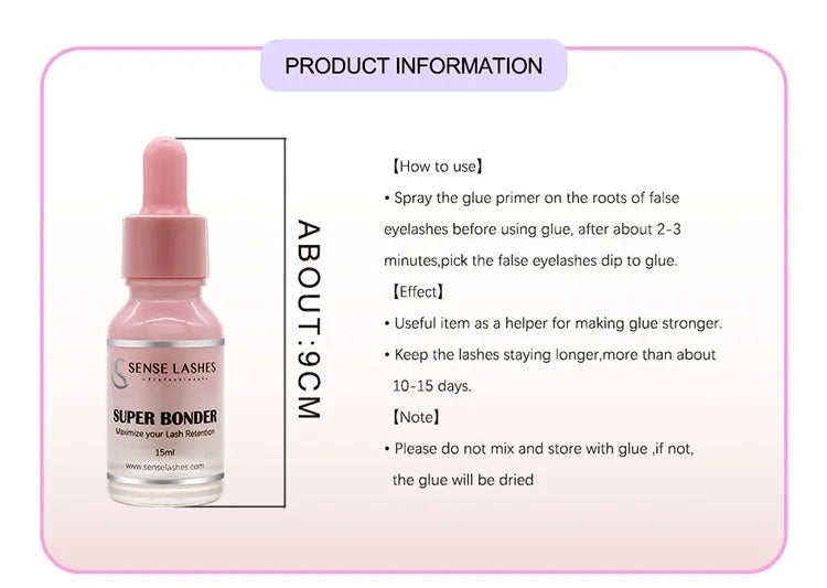 SENSE LASHES 15ml Super Bonder for Lash Extensions Quick Drying Long Last Grafting Eyelash Glue Bonder pestañas