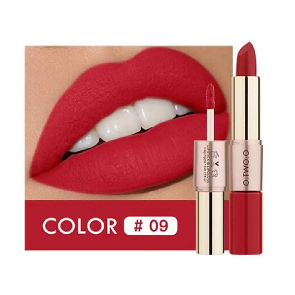 Waterproof 2 in 1 Matte Lipstick Lip Gloss 12 Colors Long Lasting Makeup Cosmetics Rouge Lips Stick Batom Mate