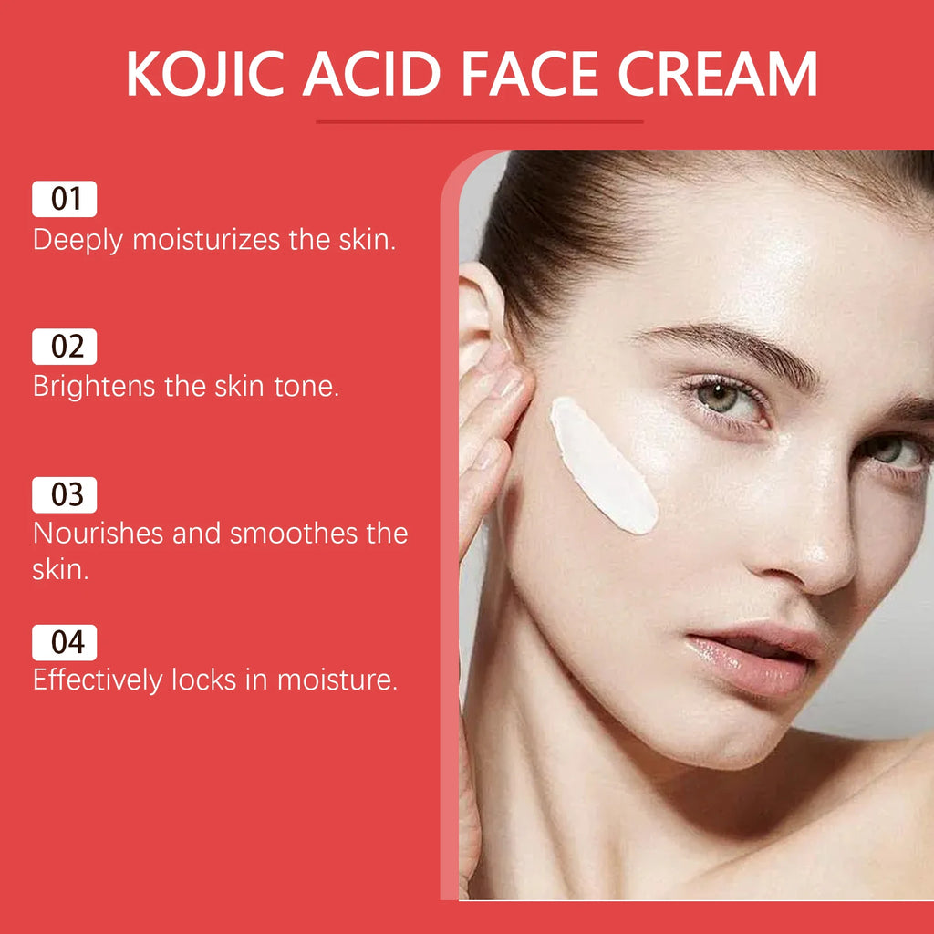 Kojic Acid Whitening Cream Skin Brightening Pigment Melanin Lighten Dark Spot Remove Improve Dullness Even Tone Face Moisturizer