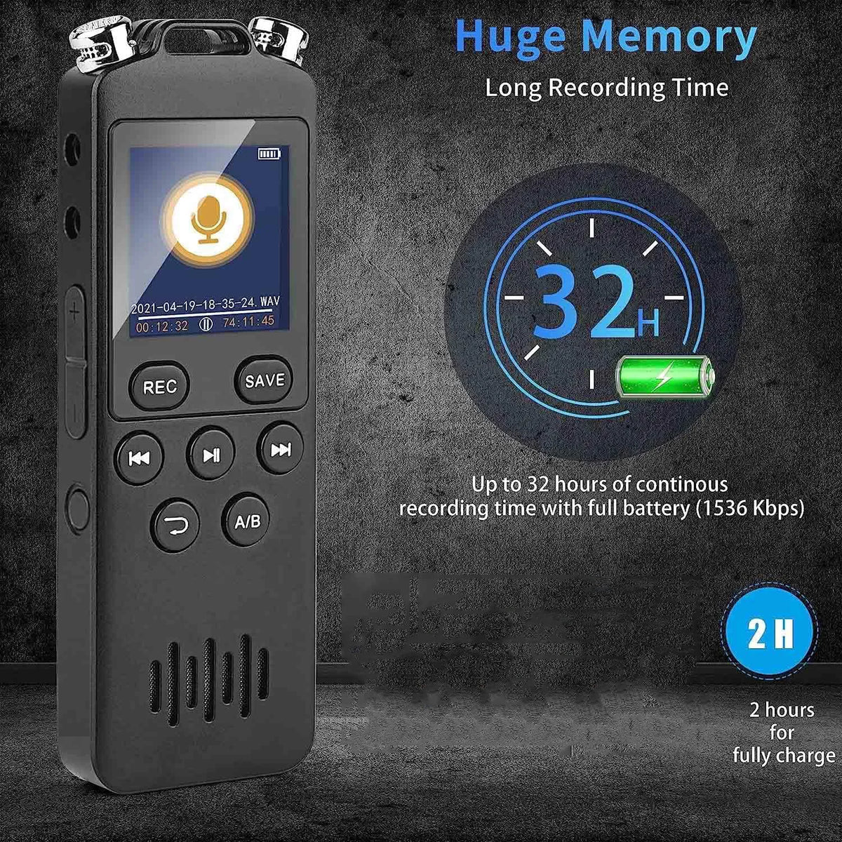 easy to use voice recorder for elderly    voice recorder for podcast   voice recorder with slowed playback options   audio recor