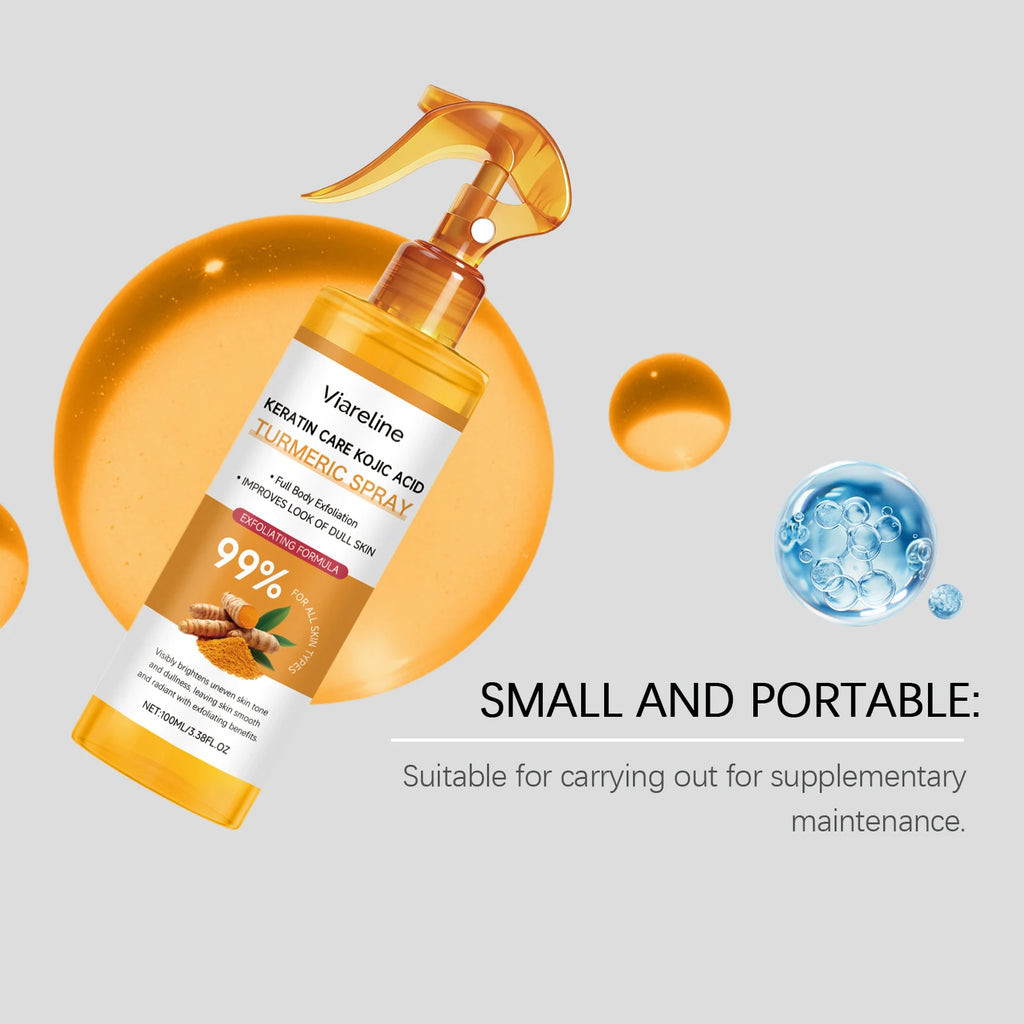 Keratin Care Kojic Acid Turmeric Spray Brightens Uneven Skin Tone Improves Dullness Full Body Use Skin Spray Smooth Skin