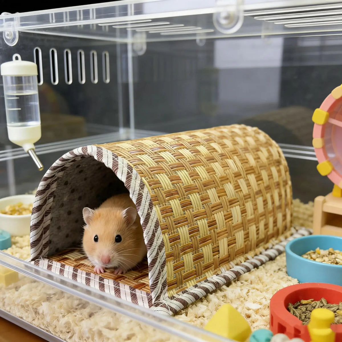 cooling Hamster Bed Breathable Wear Resistant Pet Cave Nest Weave Cooling Mat Hiding House Cage Hamster Habitat House Bed