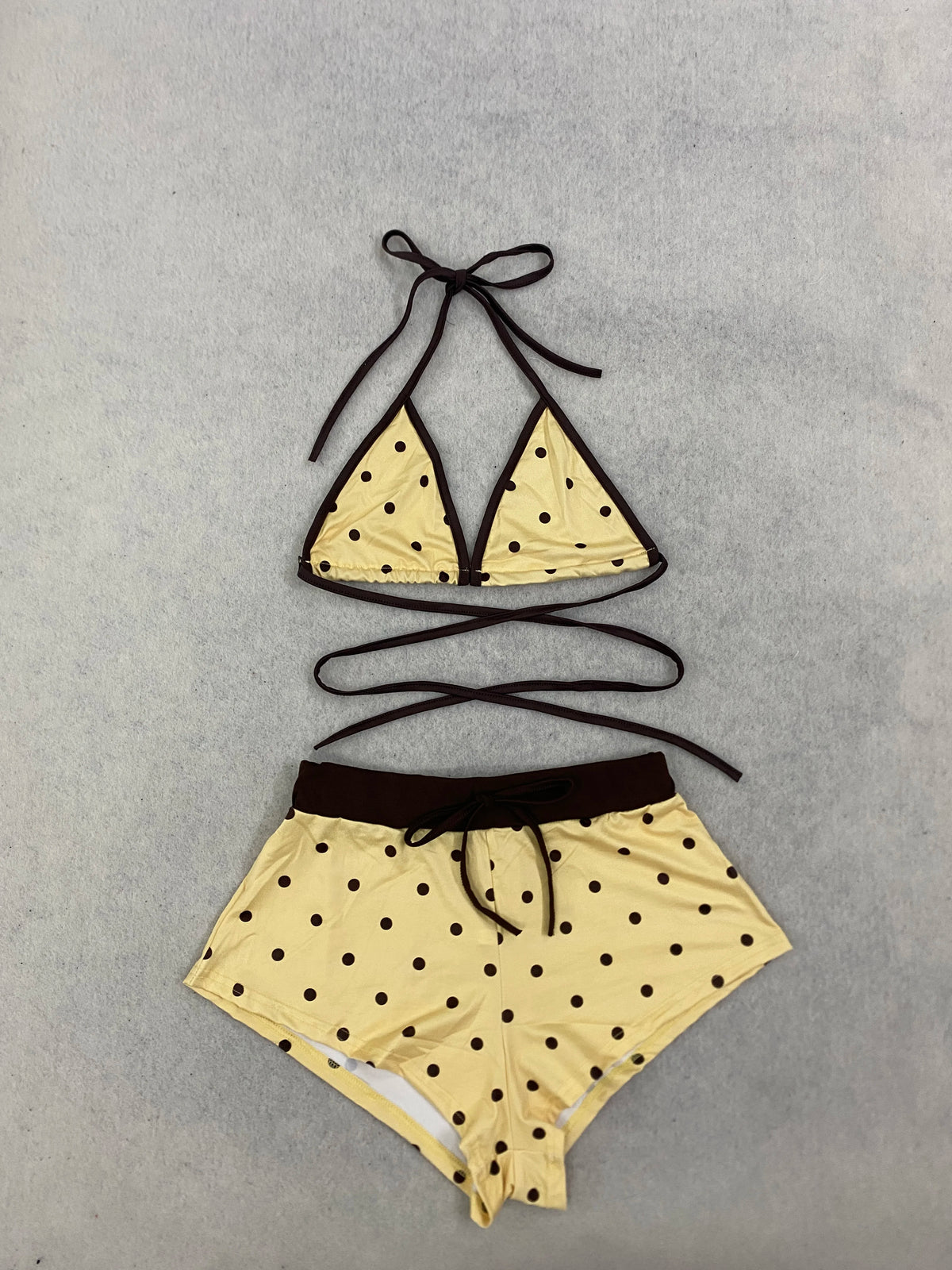 Women's Polka Dot Brazilian Bikini Set Sexy Triangle Top Exposed Back Side Slotted Thong Bottom Two-Piece Swimsuit