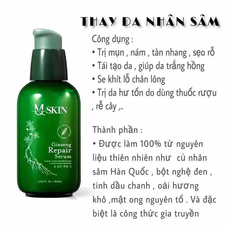 Kem Nám Bột rửa mặt nhân sâm Serum tái tạo thay da nhân sâm MQ SKIN Chính hãng, trắng sáng, căng bóng và mịn màng hơn