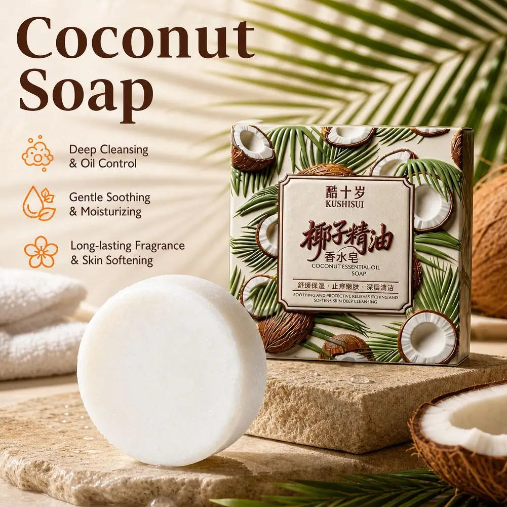 Coconut Milk Soap Pure Plant Extract Handmade Soap Deep Cleansing & Oil Control,Gentle Soothing & Moisturizing Skin Clean Soap