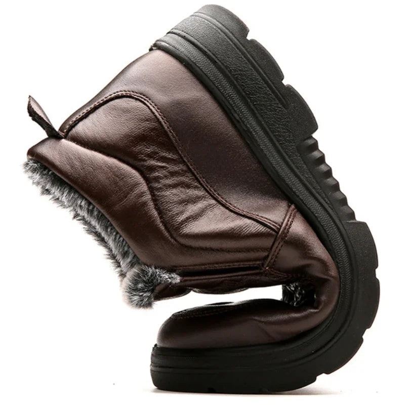 Winter Mens Cotton Shoes Plush Warm Snow Boots Casual Leather Ankle Boots for Men Non-slip Platform Boot Big Size48 Botas Hombre