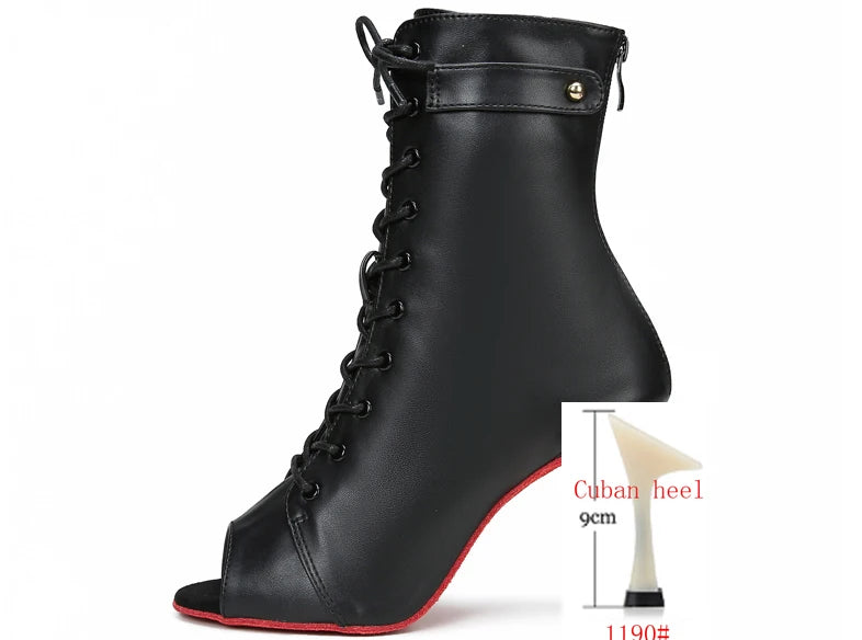 Bottes noires à talons hauts pour femmes, talons aiguilles fins, chaussures de danse latine, sexy,salsa et tango