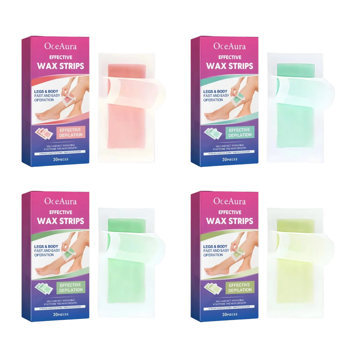 4 Fragrance Depilatory Wax Strips Professional Painless Fast Hair Removal Wax Strips For Facial Body Leg Lip Hair Removal