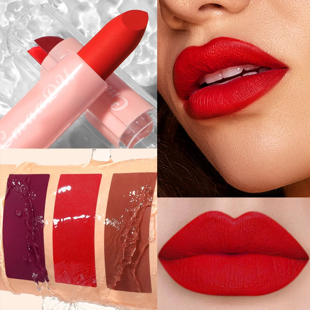 1 Pcs Velvet Matte Lipstick Long-Lasting Non-Stick Cup Waterproof Moisturizing Lip Gloss Fashion Classic Shades For Daily & Date