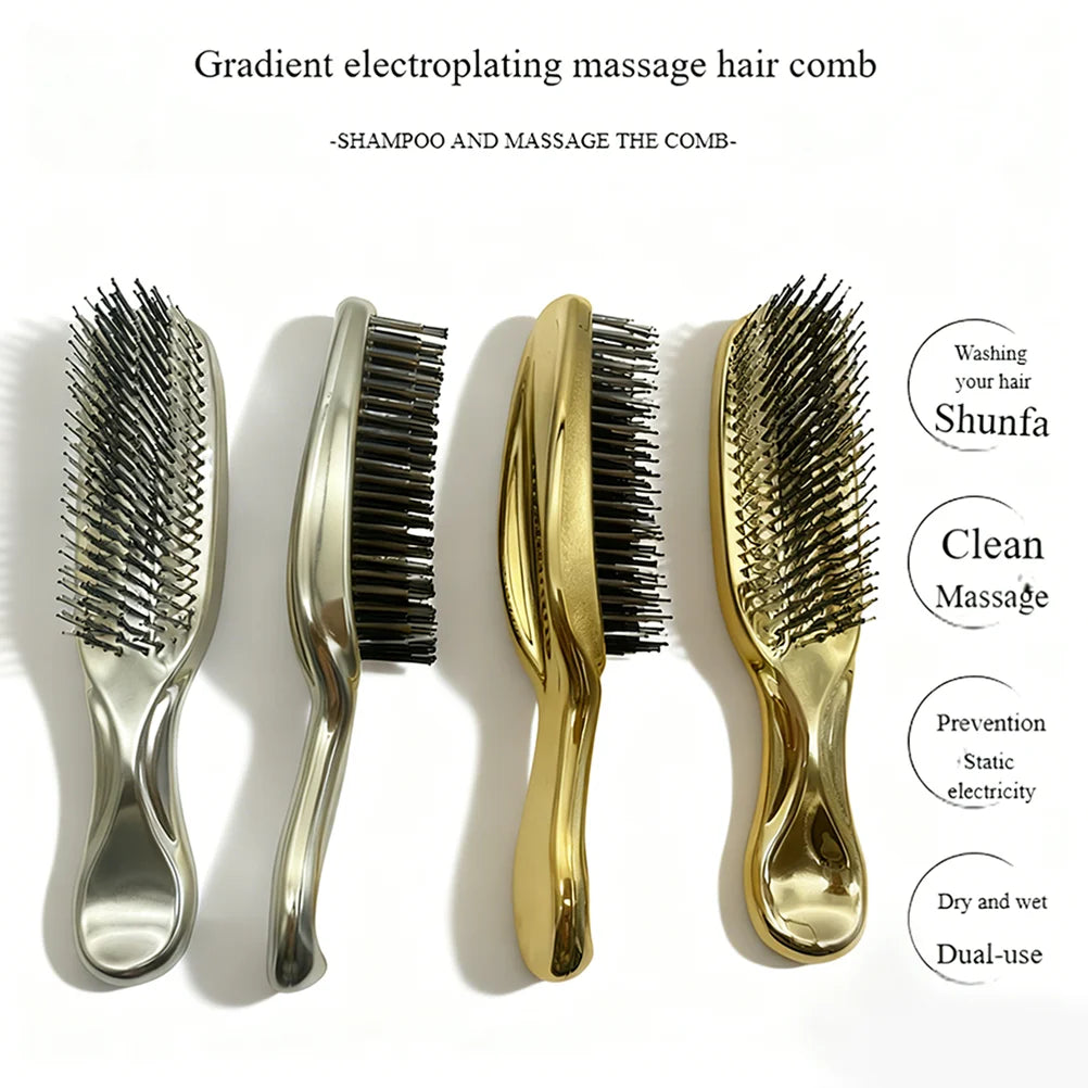 New Japanese Premiun Comb Scalp Matte Gold Massage Brush Portable Soft Anti-frizz Comb Head Massager Hair Beauty Styling Tools