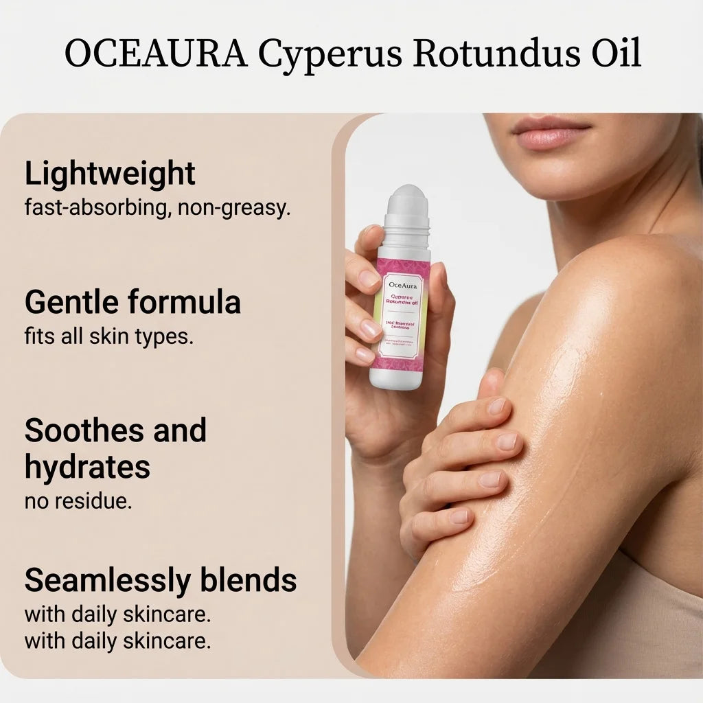 Cyperus Rotundus Hair Removal Care Oil - Anti Hair Growth Inhibitor & Soothing Oil with Roller Ball Post-Shave Skin Hydration