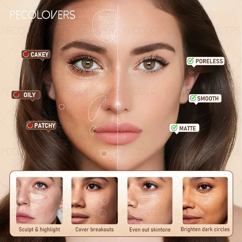 Three-color Facial Concealer, Covering Facial Blemishes and Spots, Waterproof, Long-lasting and Natural, Facial Cosmetics