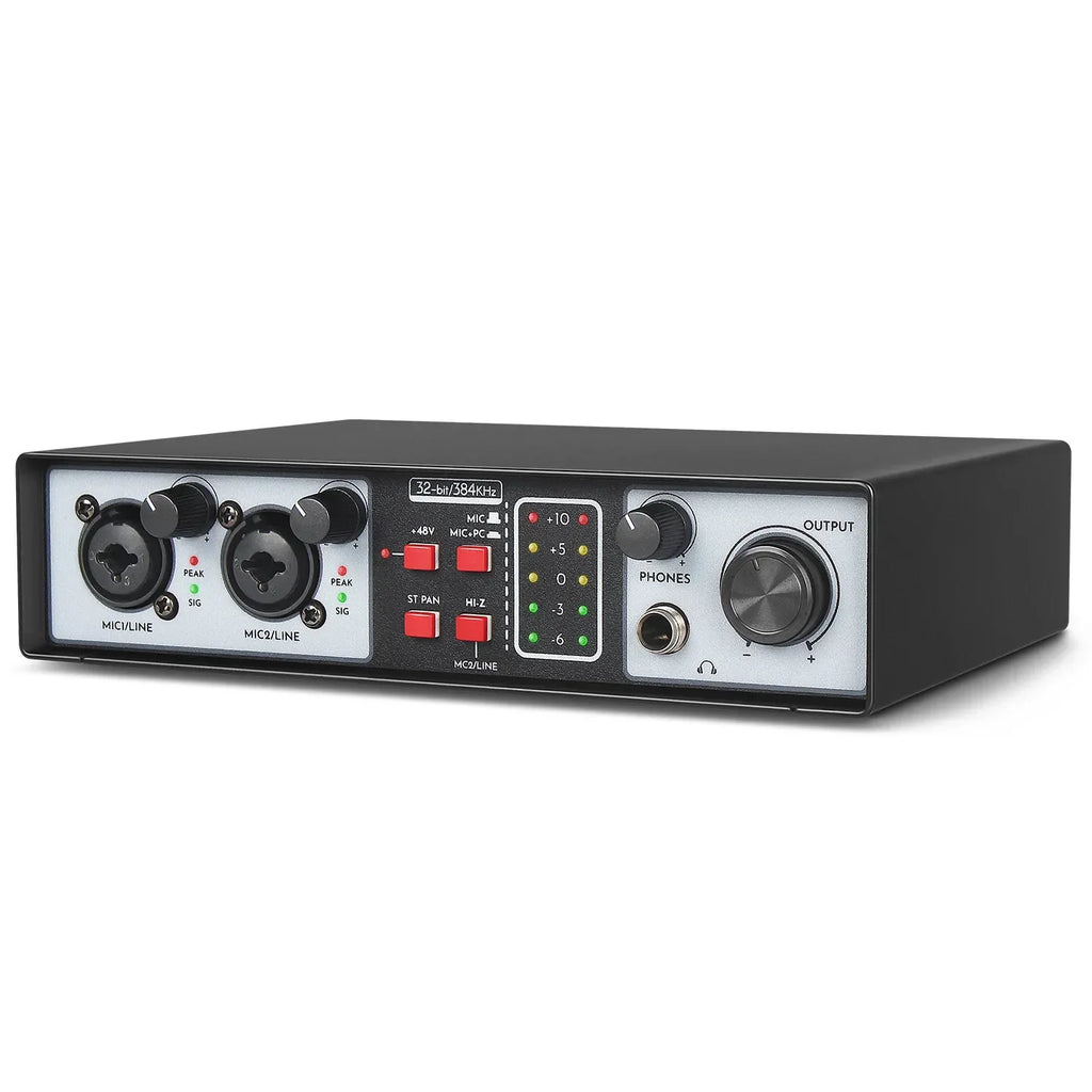 Professional sound card recording 2 Channels mini audio interfaces podcast USB for Musical Instruments Live streaming singing