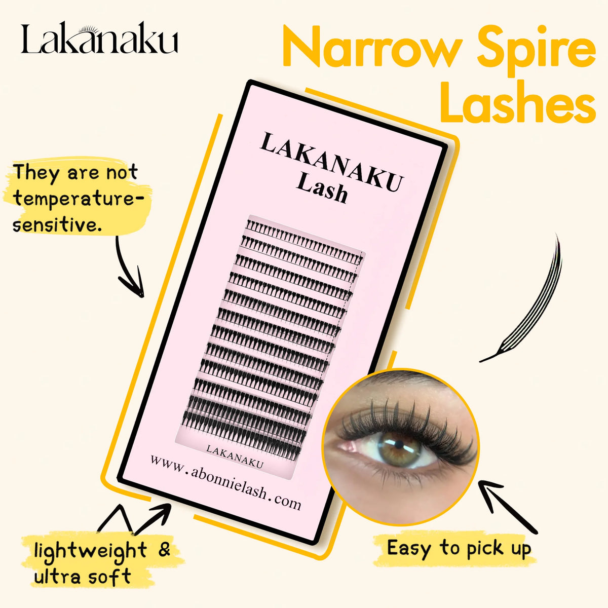 LAKANAKU Pointed Spikes Fibras Tecnologicas Pestañas Sharp Spike Flexible Light Lashes