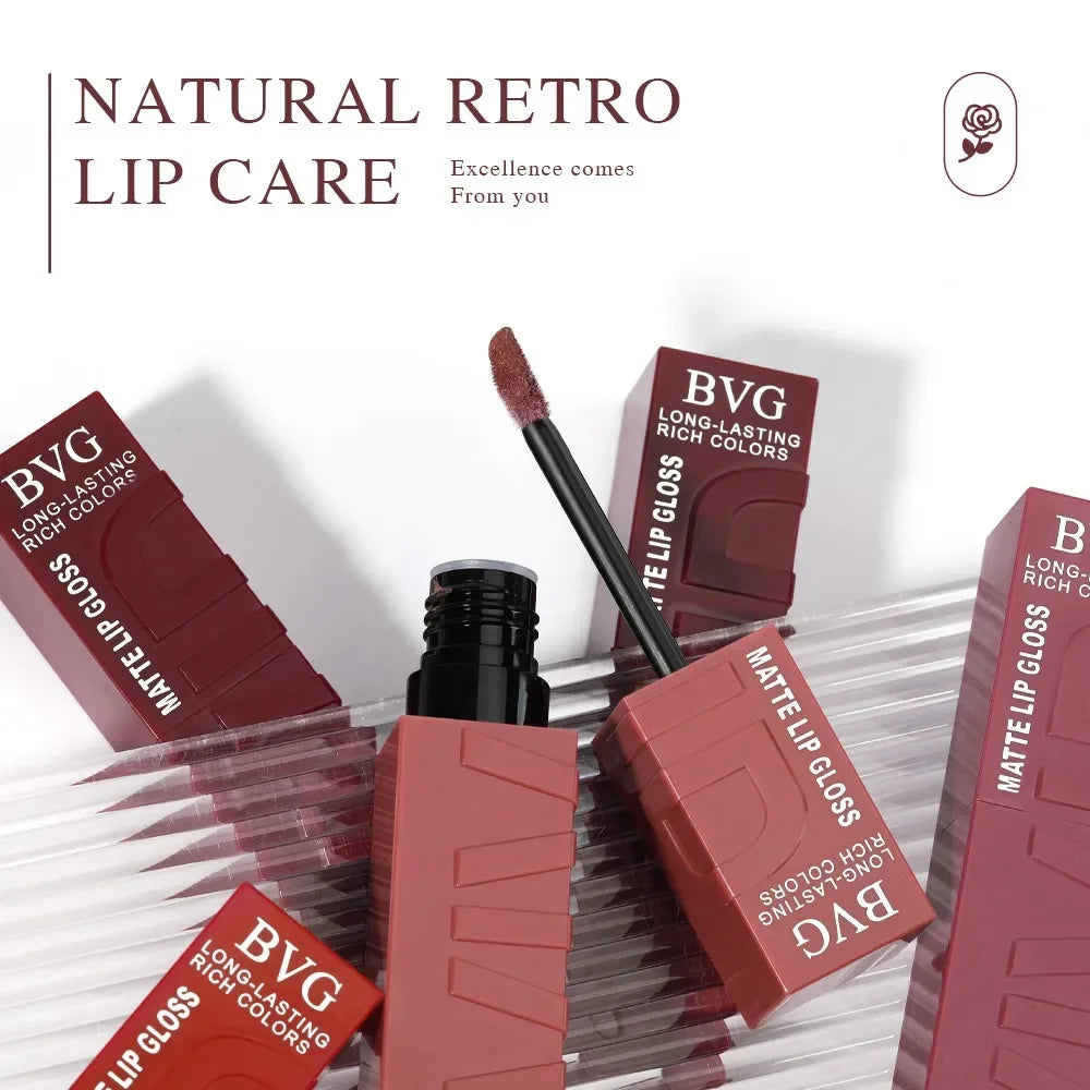 High-End Multi-Color Matte Lip Gloss Long-Lasting Non-Greasy Liquid Lipstick Rich Warm Colors Fading Liquid Makeup